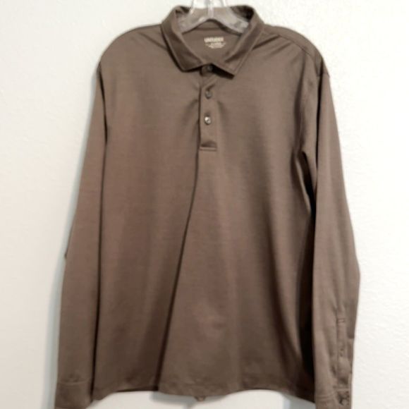 UNTUCKit Other - Untuckit Polo Shirt Long Sleeve Brown Damaschino Diamond Casual Men's Size XL